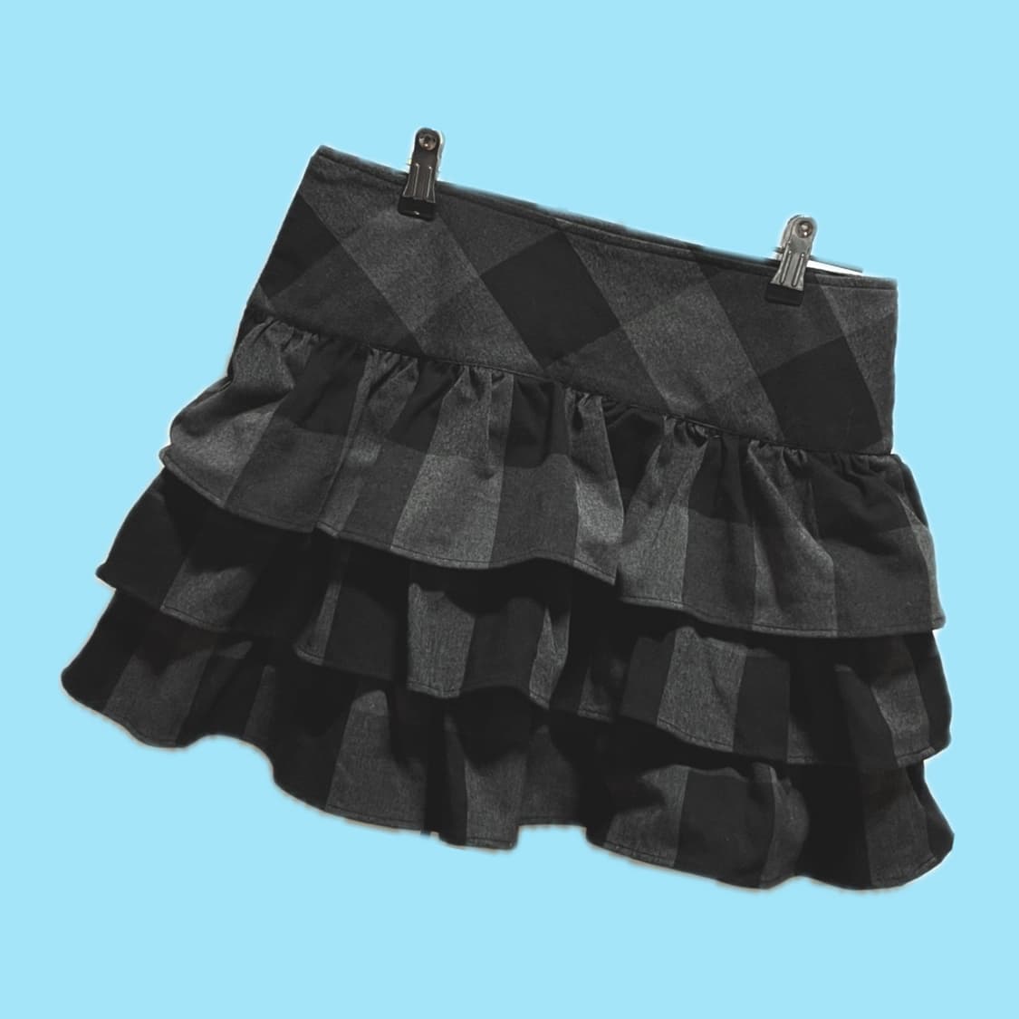 울 소재 빈티지 프릴 체크 스커트 상품이미지3
