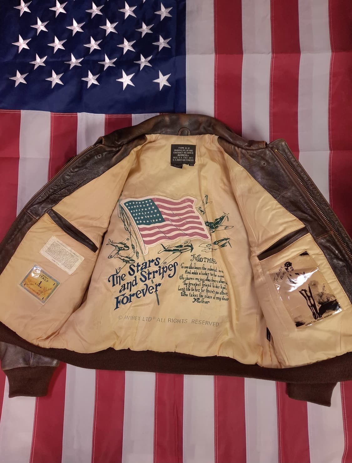 새제품급 90's오리지날 아비렉스 미육군 항공대 A-2 리얼레더 항공자켓 상품이미지10