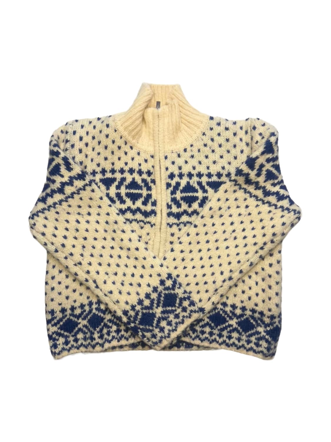 빈티지 패턴 도트 니트 집업 상품이미지1