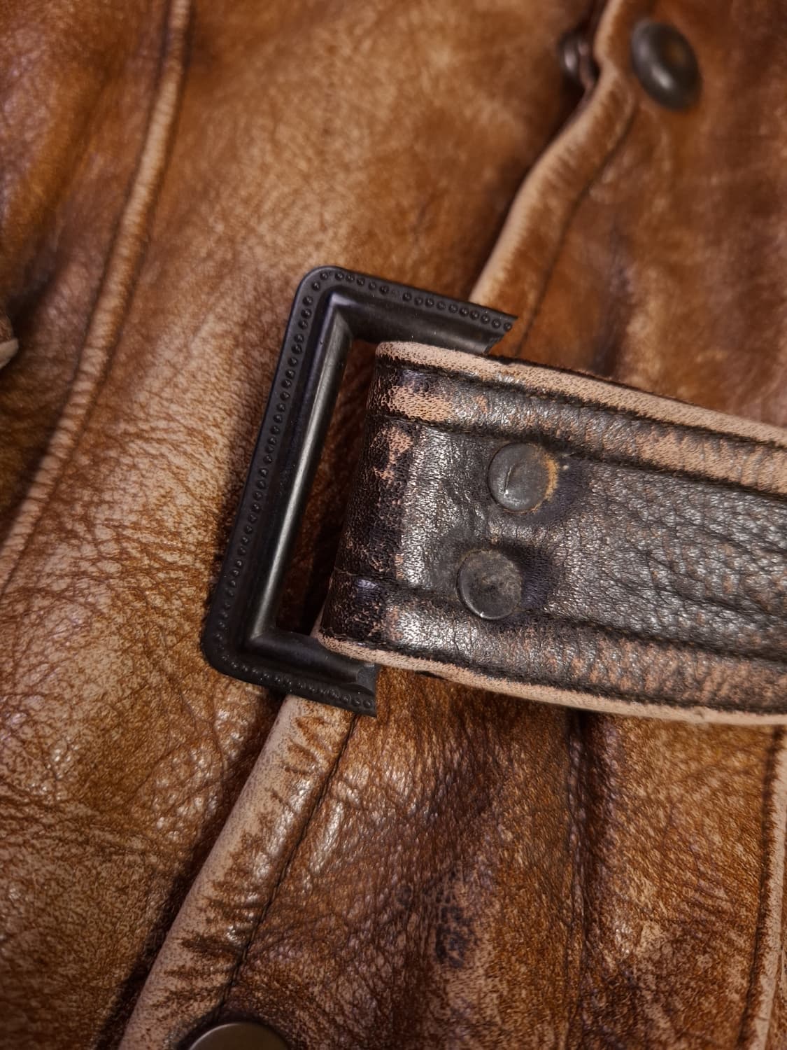 80's 일본판 빈티지 리얼레더 벨티드 자켓 상품이미지4