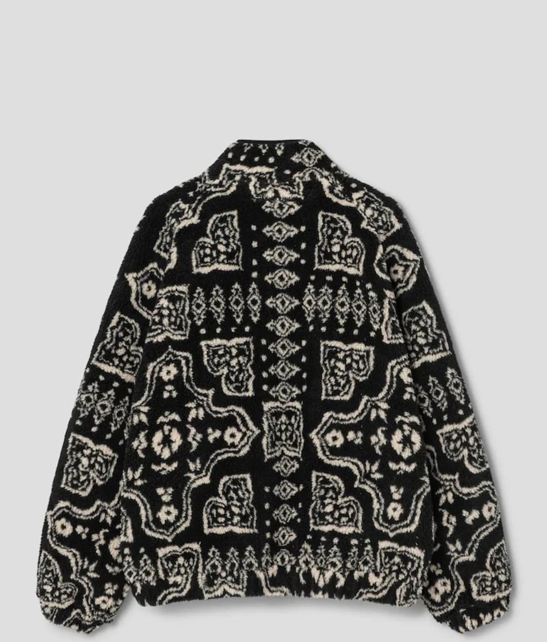 (UNISEX) SandSound노르딕 패턴 후리스 점퍼 블랙 상품이미지2