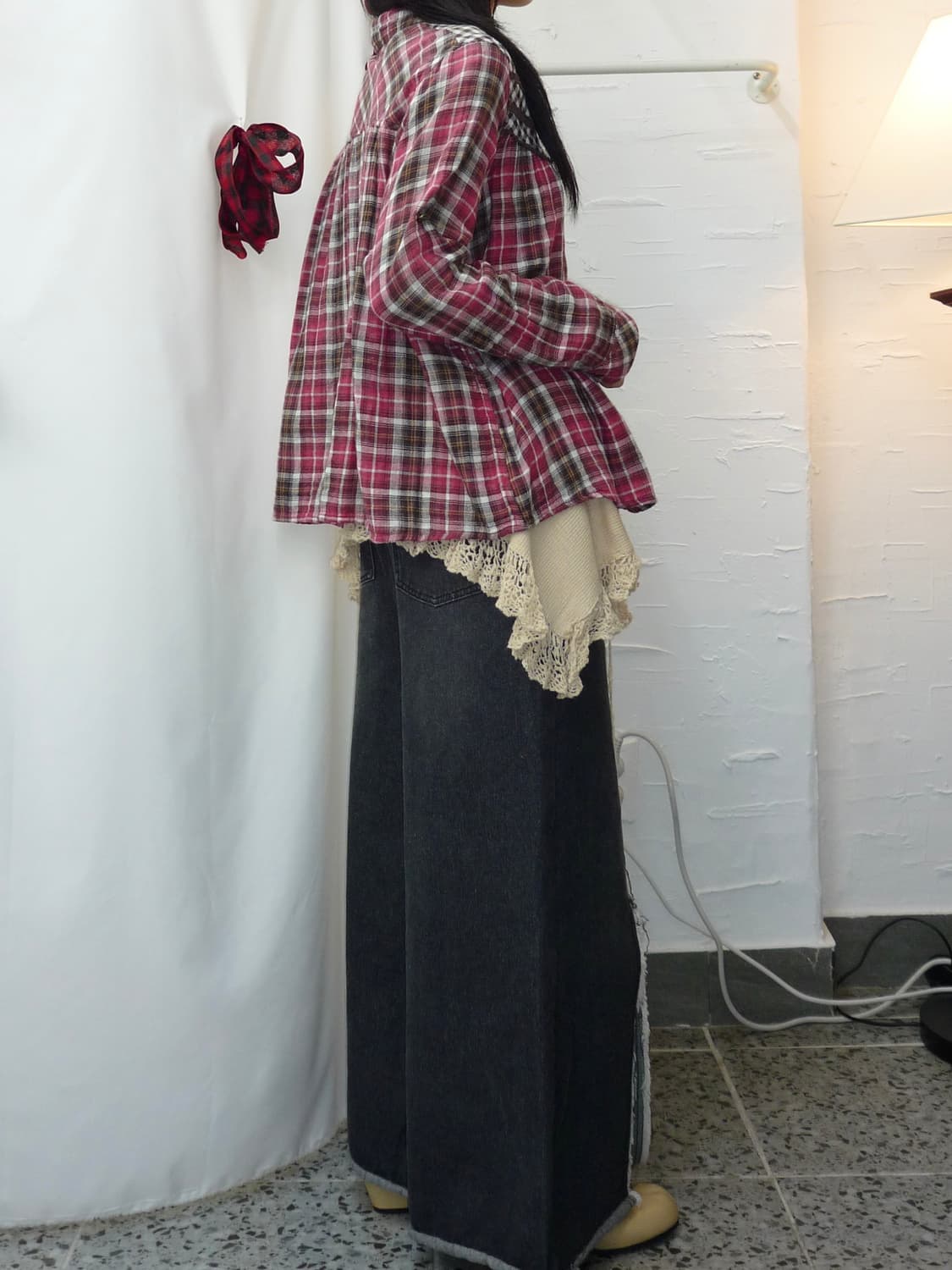 berry check blouse 상품이미지3