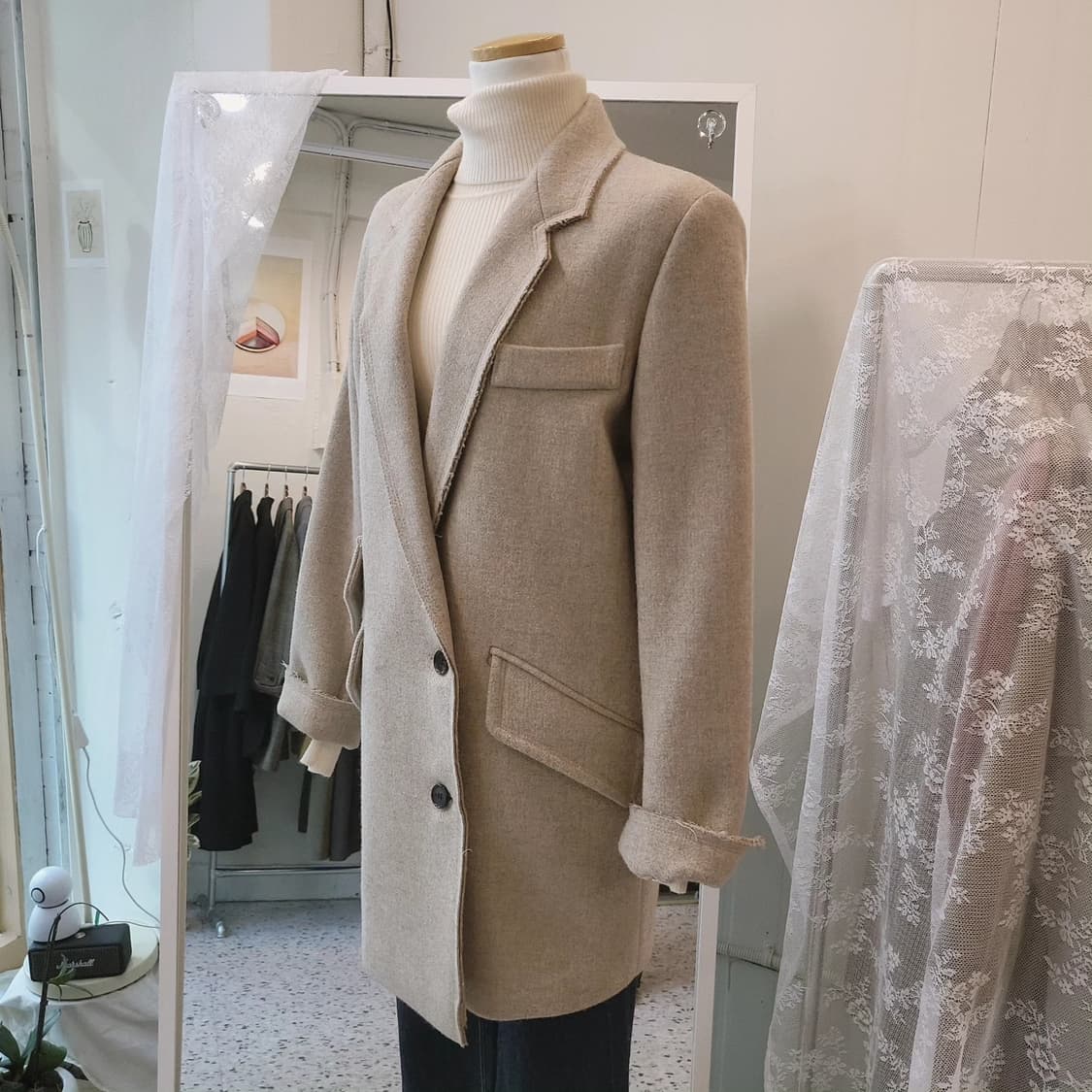 Robert rodriguez 오트밀 모직코트 상품이미지9