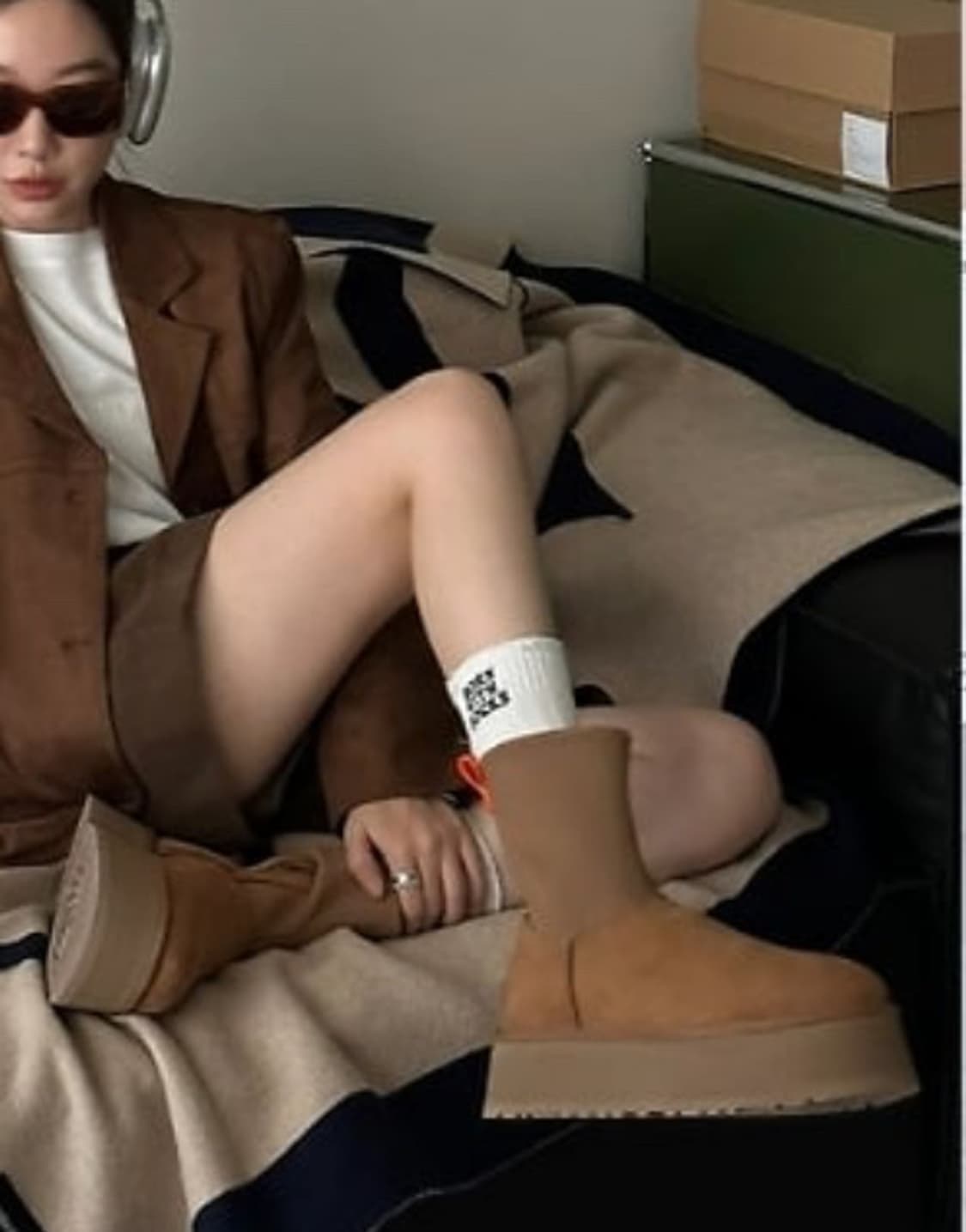 US 7 풀박 새상품 정품 어그 네오프렌 플랫폼 클래식 디퍼 부츠 미니 상품이미지1