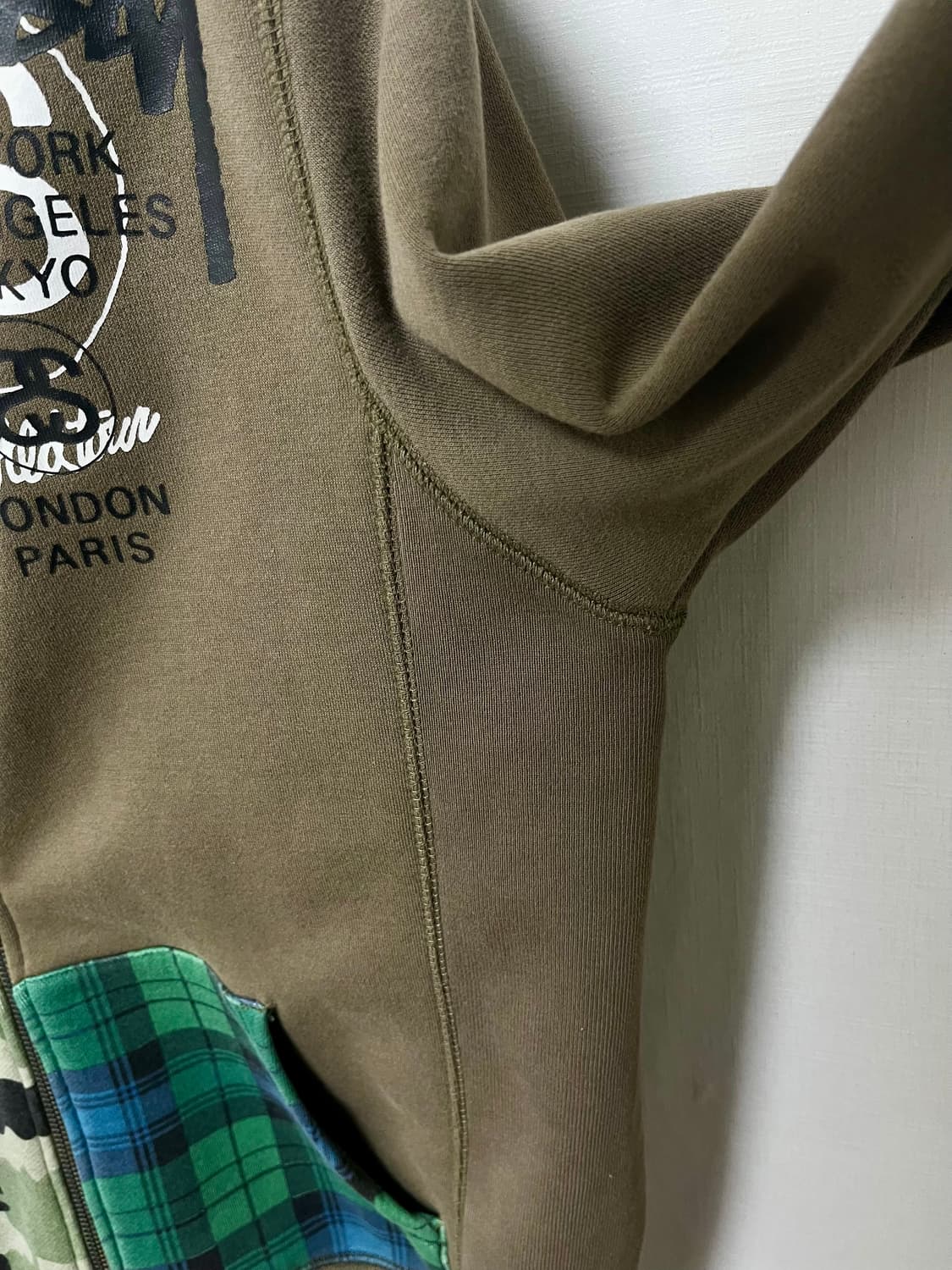 빈티지 스투시 월드투어 카모 체크 후드 상품이미지7