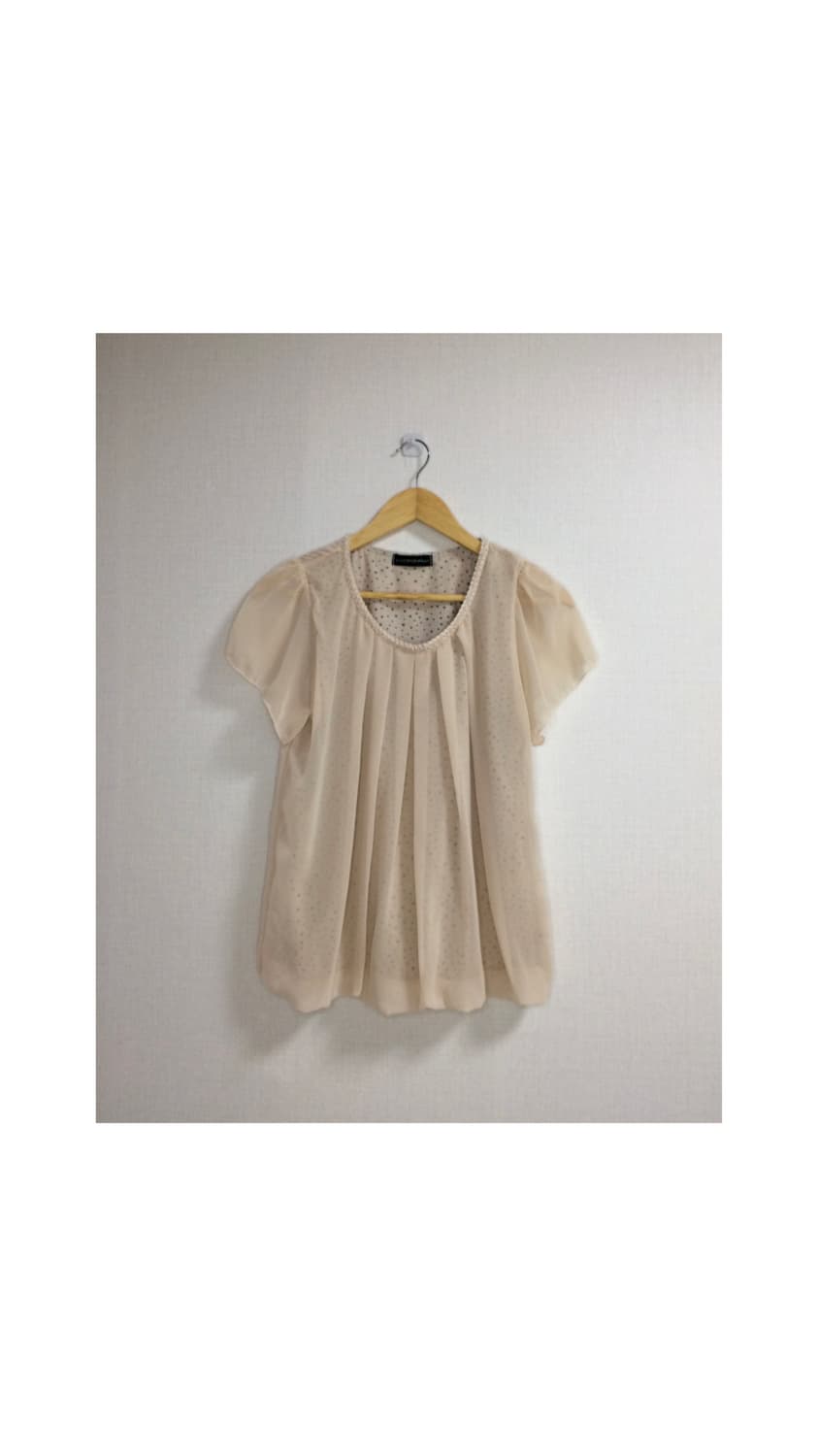 빈티지 도트 땡땡이 안감 베이지 벌룬 블라우스 상품이미지1