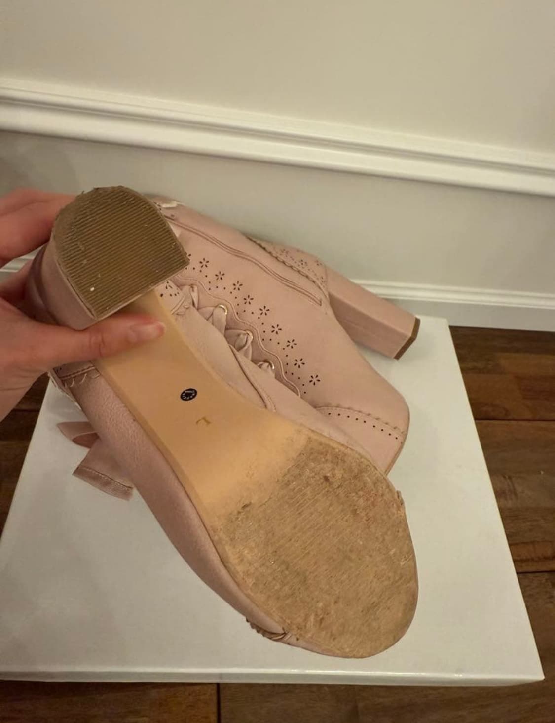 리즈리사 레이스업 부츠 핑크 베이지 L사이즈 240 상품이미지3