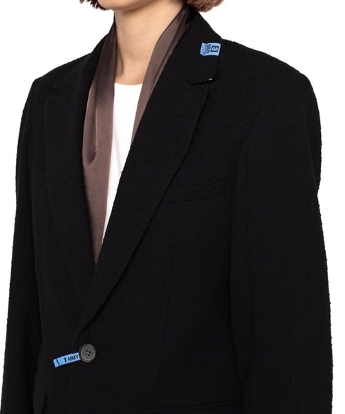 (W)미하라 야스히로 레이어드 부클레 블레이져 자켓 블랙 36사이즈 상품이미지7