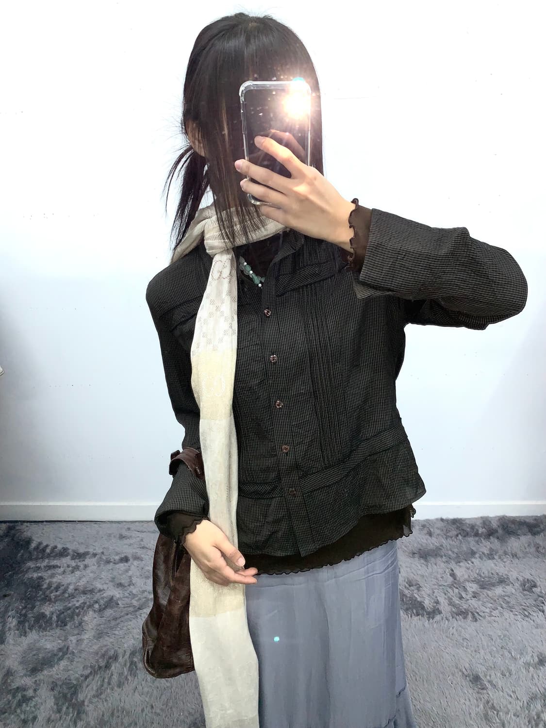 시스루 브라운 탑 상품이미지5