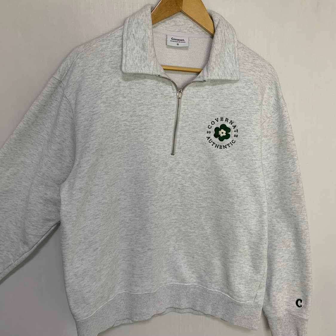 커버낫 하프집업 반집업 맨투맨 라이트 그레이 빈티지 남녀공용 M 상품이미지3
