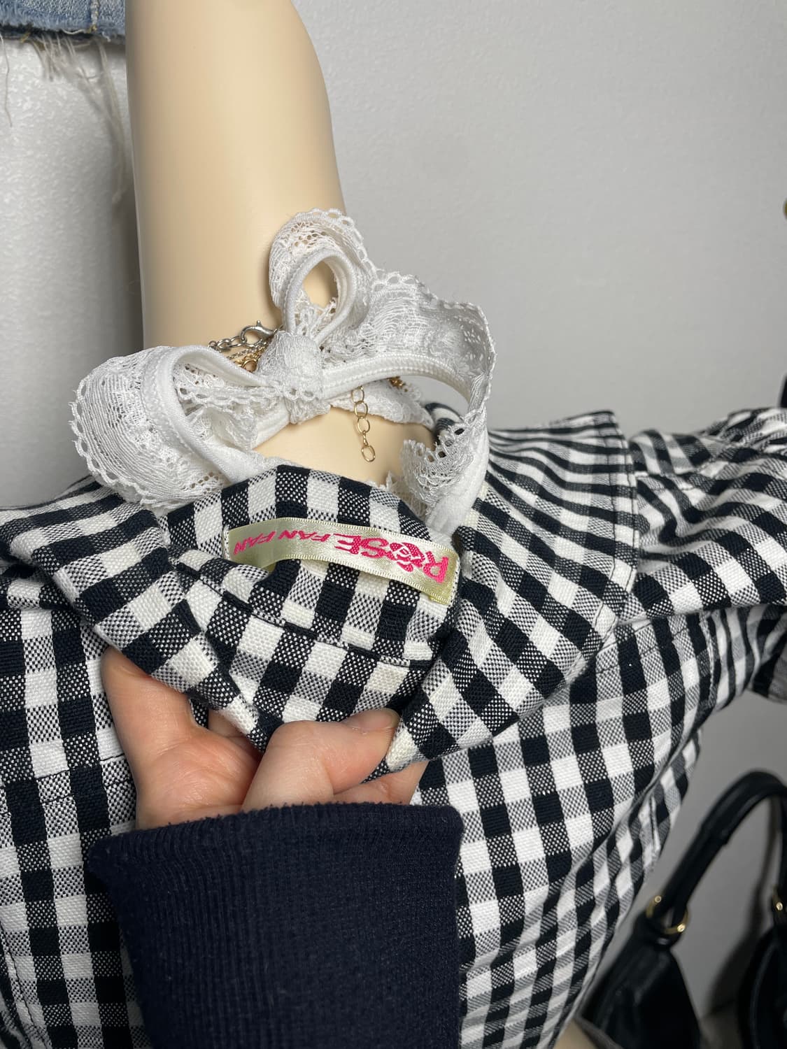 Rose fan fan 체크 반팔 자켓 상품이미지4