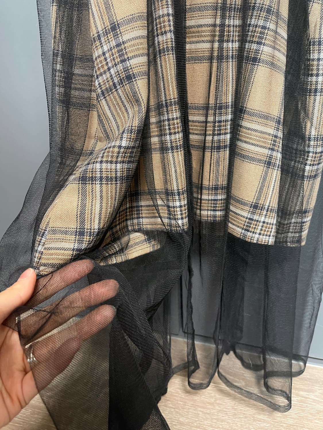 체크 베일 원피스 상품이미지5