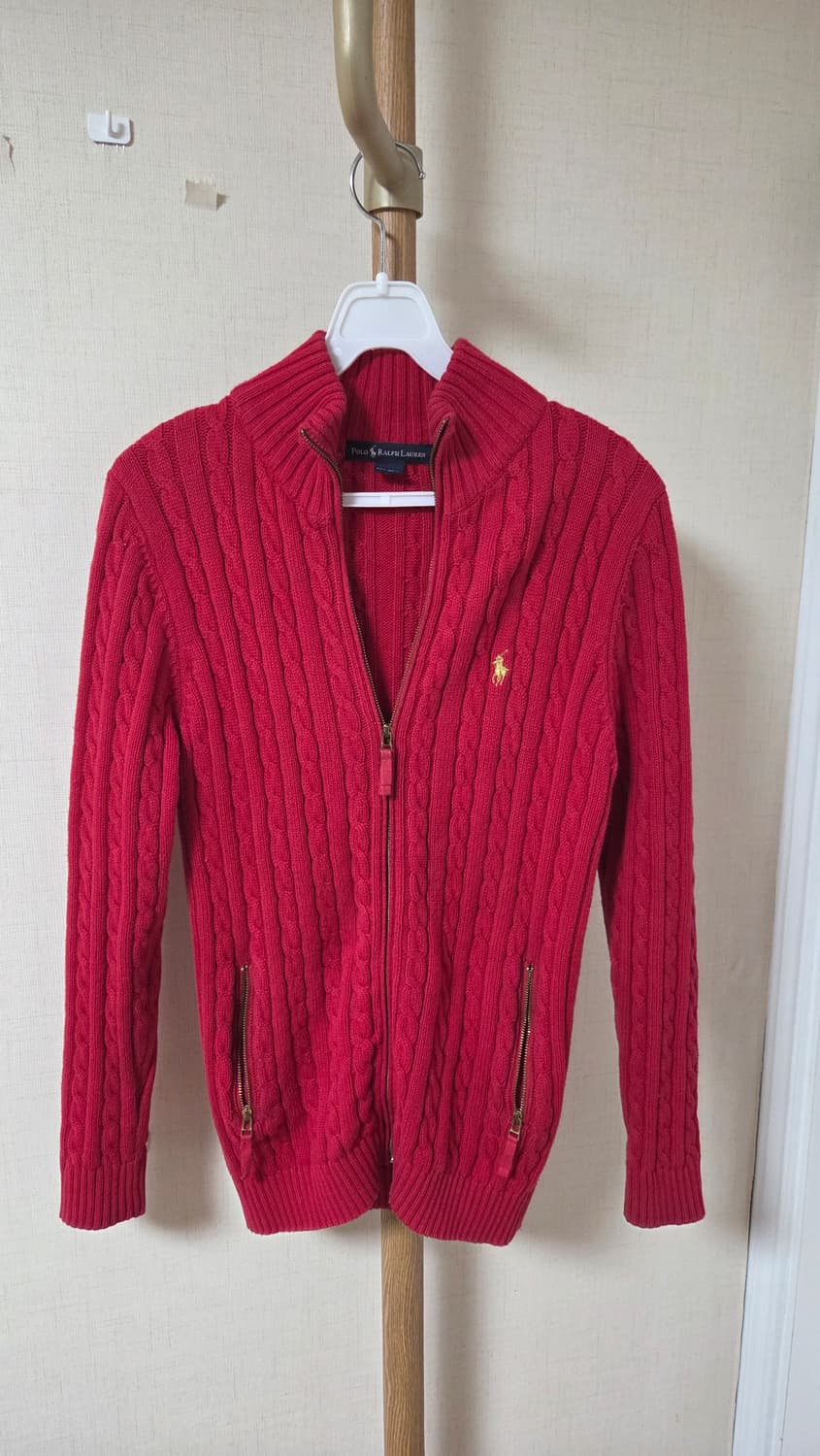 폴로 랄프로렌 레드 케이블 니트 집업 상품이미지1