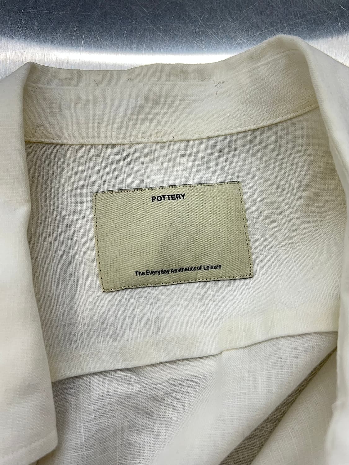 포터리 아이보리 베이직 리넨 원 포켓 셔츠 상품이미지7