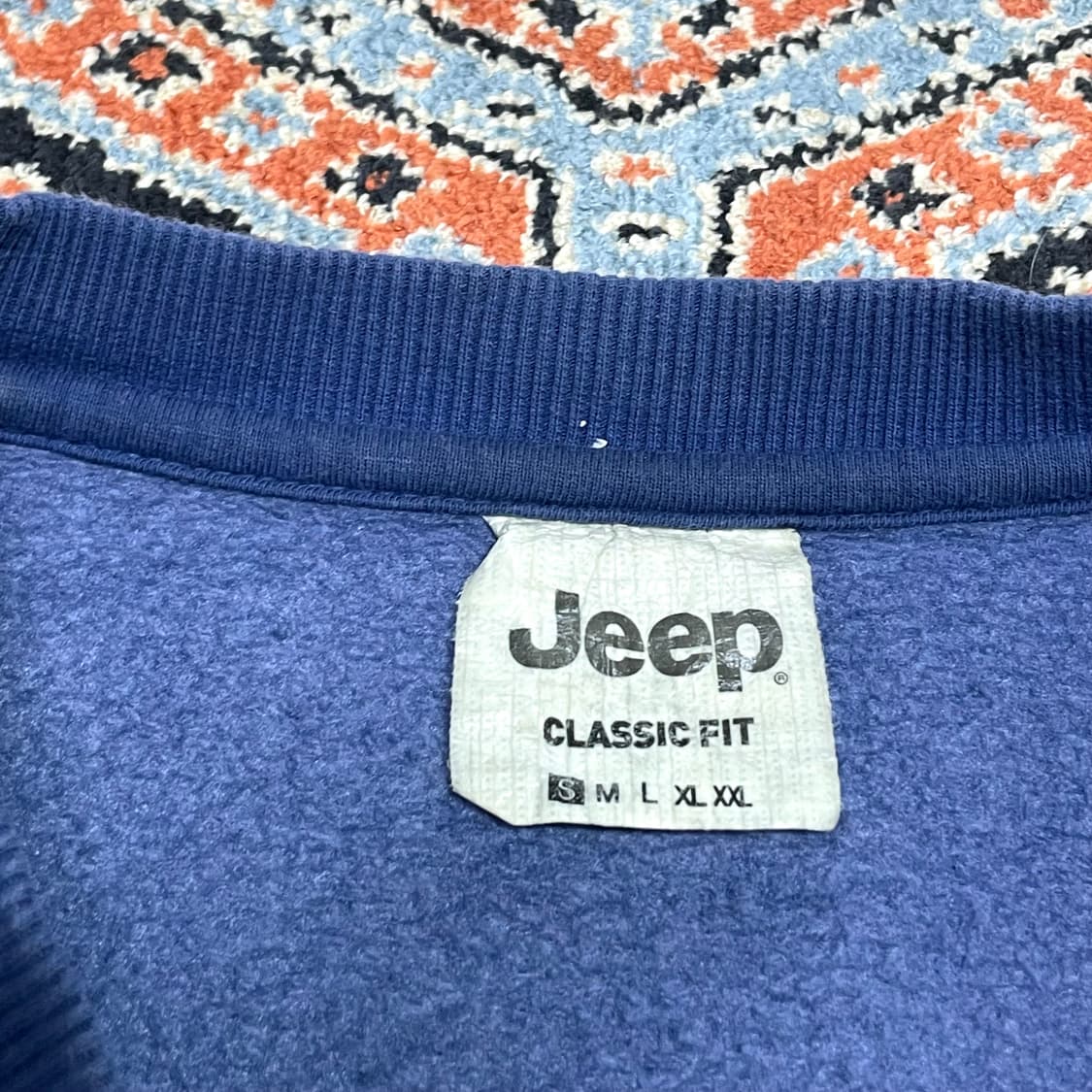 지프 시그니처 로고 블루 기모 맨투맨 티셔츠 여성S 상품이미지3