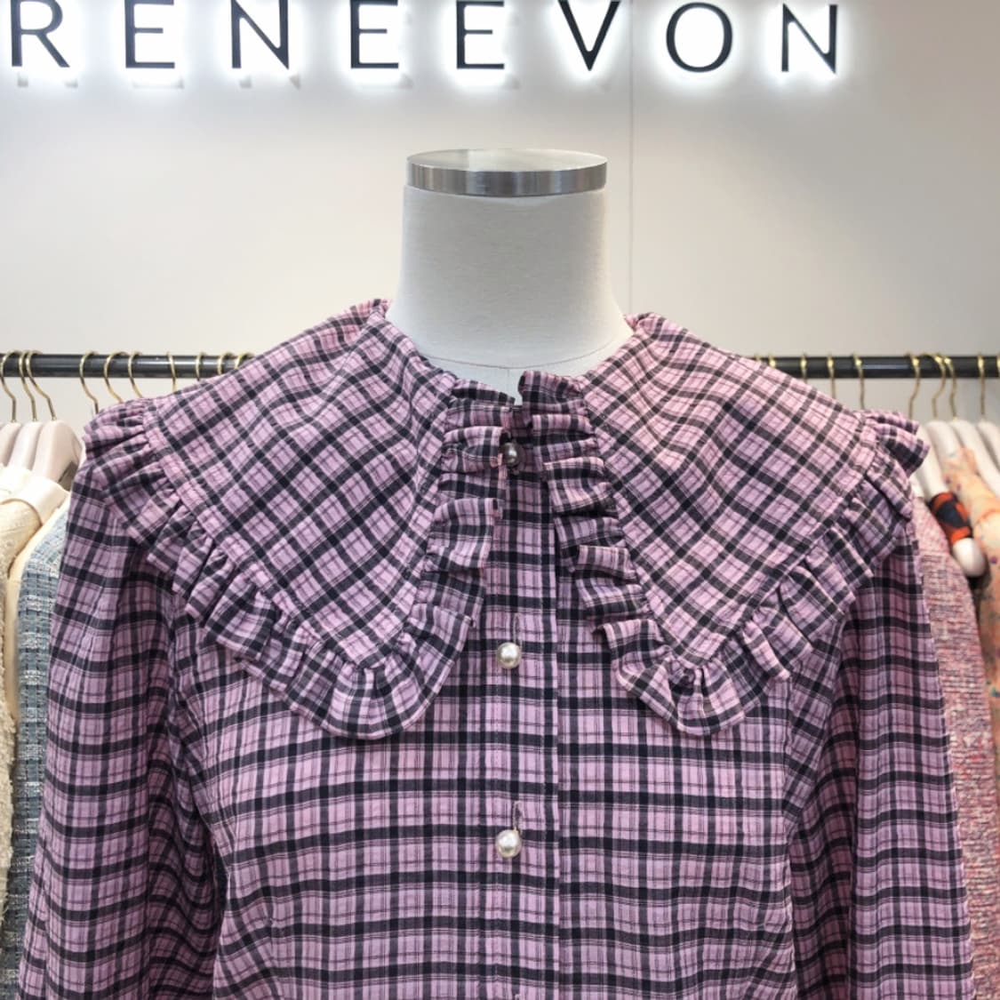 레니본(Reneevon) 젠느 체크 블라우스 55-66 상품이미지2