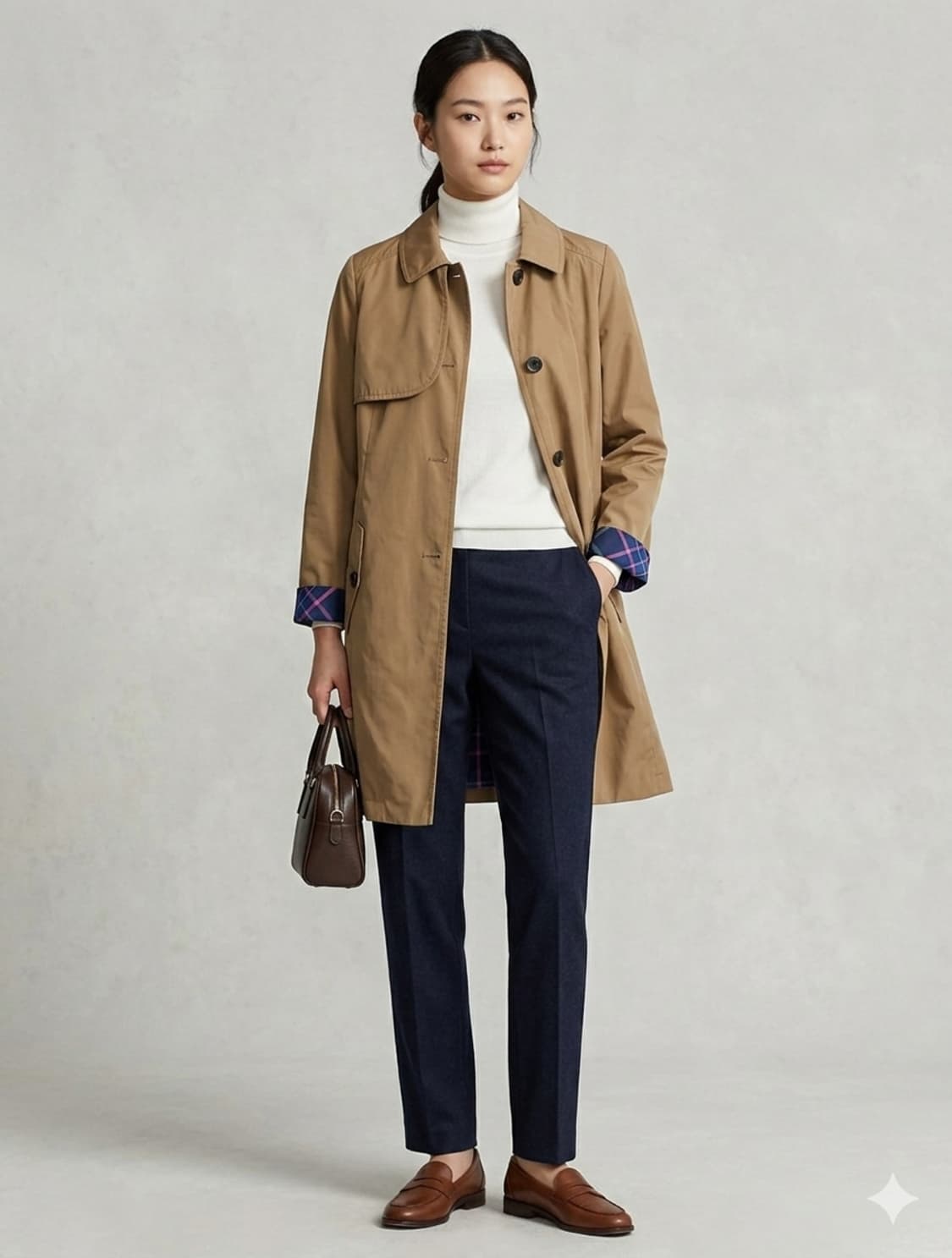 헤지스레이디스 싱글 트렌치코트 카멜 85 S | 간절기 코트 상태좋음 상품이미지1