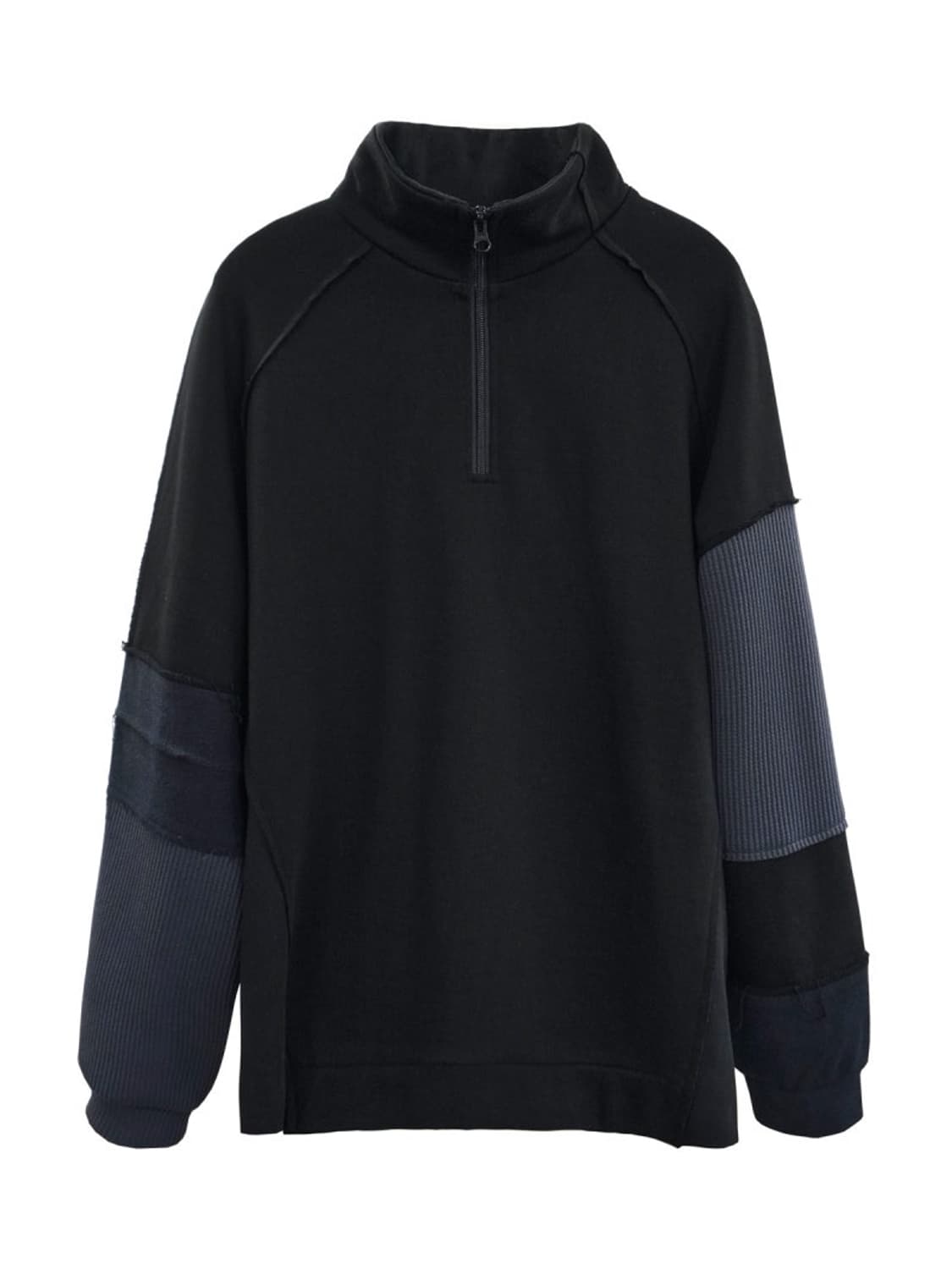 이그노타 스웻 하프 반 집업 와플 패치 워크 오버핏 맨투맨 긴팔 하이넥 상품이미지3