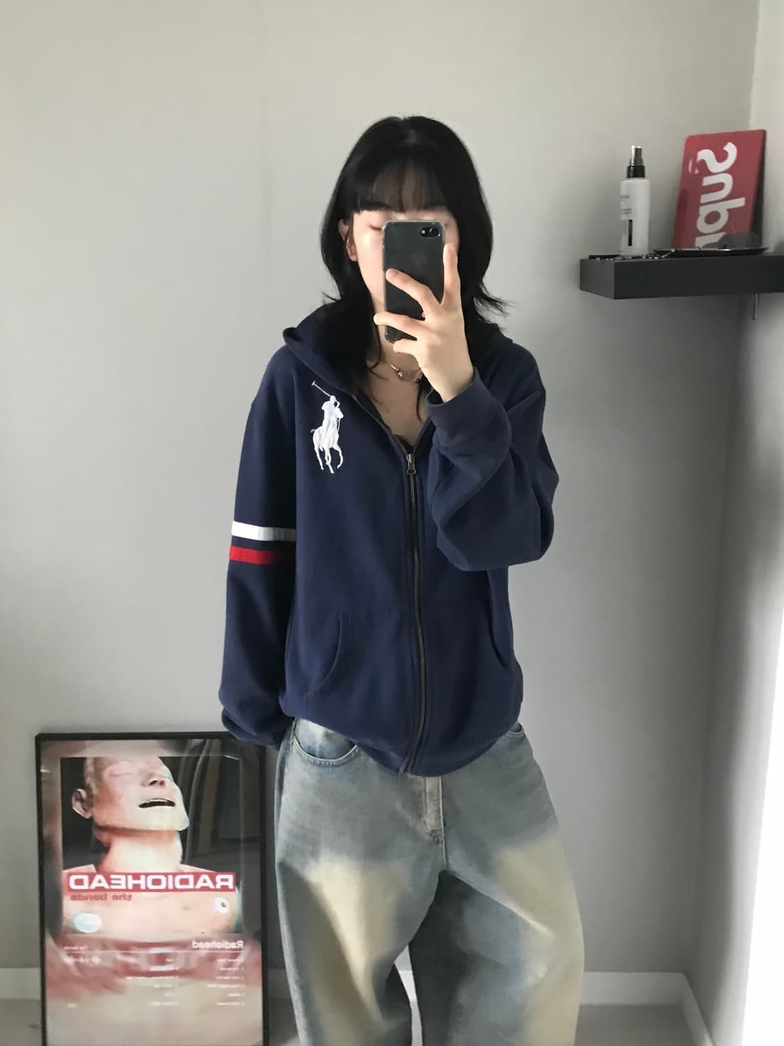 대장급 폴로 랄프로렌 빅 포니 로고 네이비 후드집업 상품이미지2