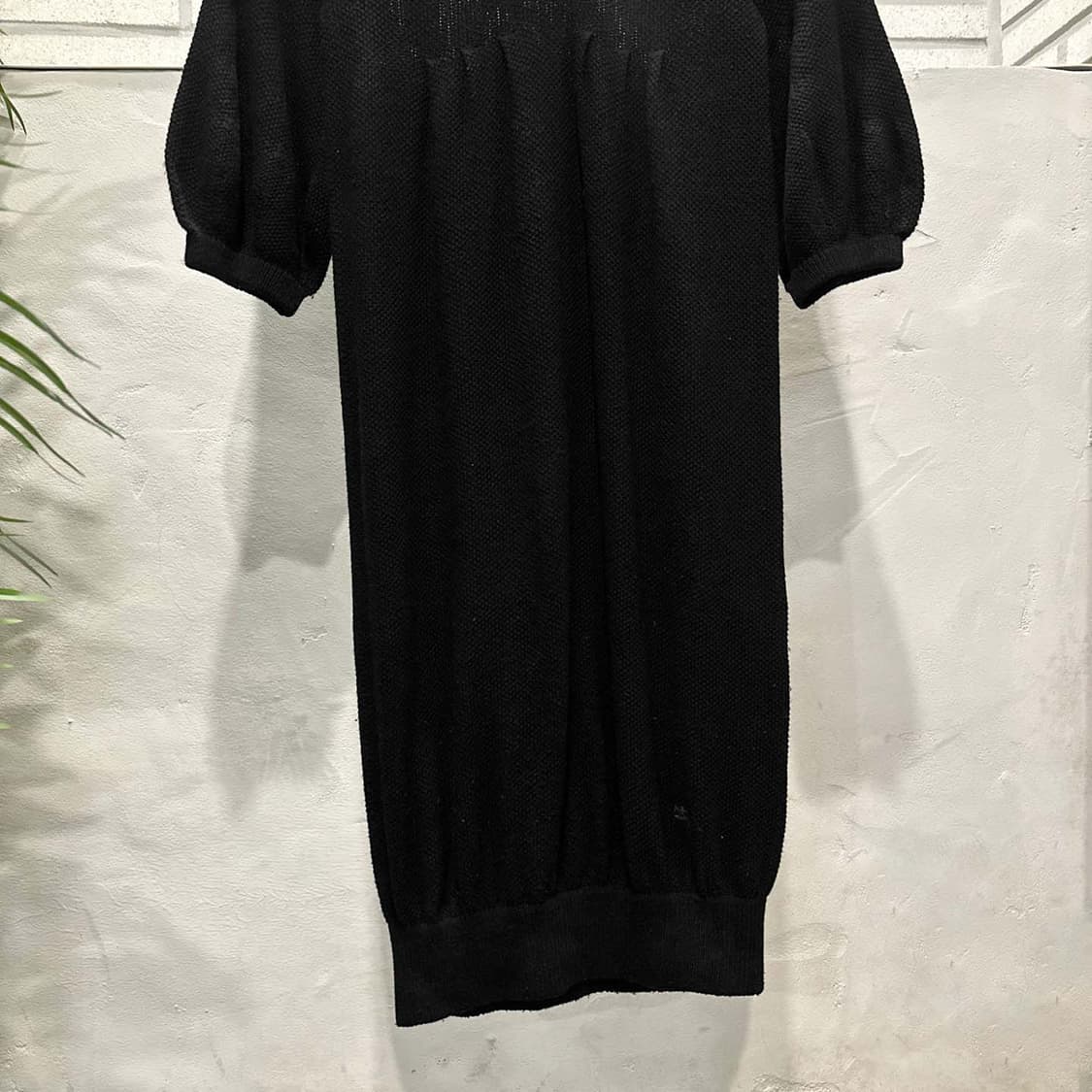 버버리 블루라벨 니트 롱 원피스 7부 퍼프 소매 투버튼 디테일 블랙 상품이미지5