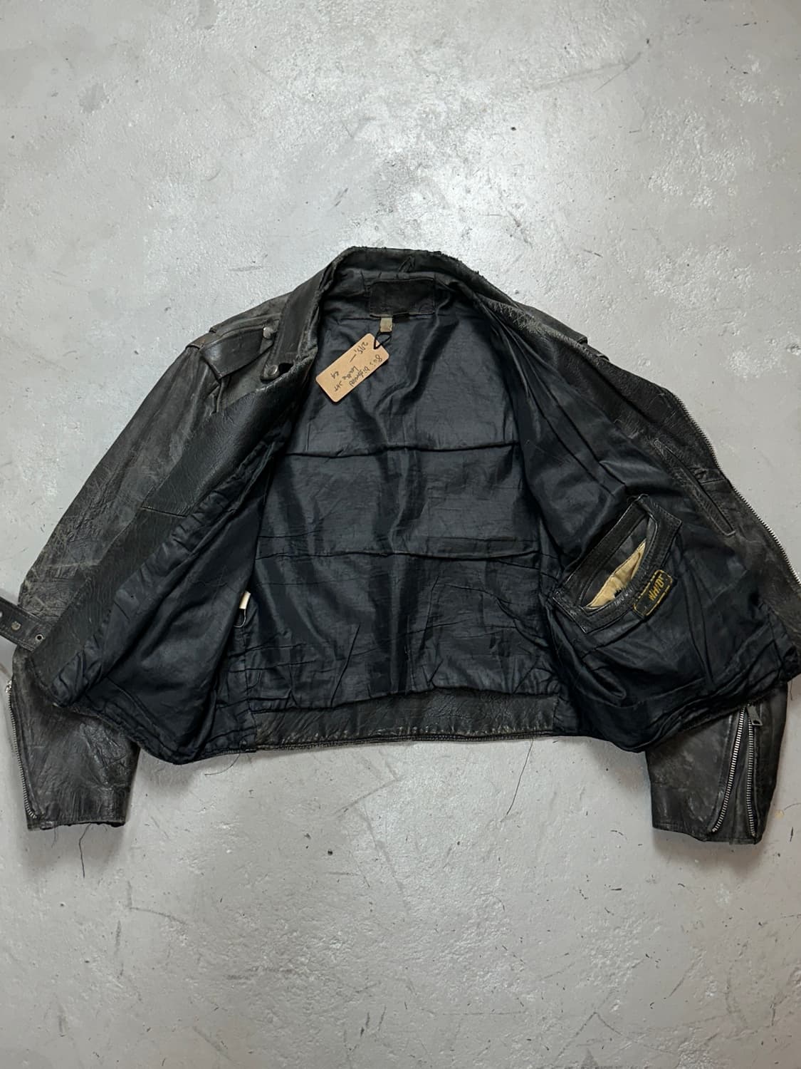 80's 디스 레더 자켓 빈티지 라이더 자켓 상품이미지7