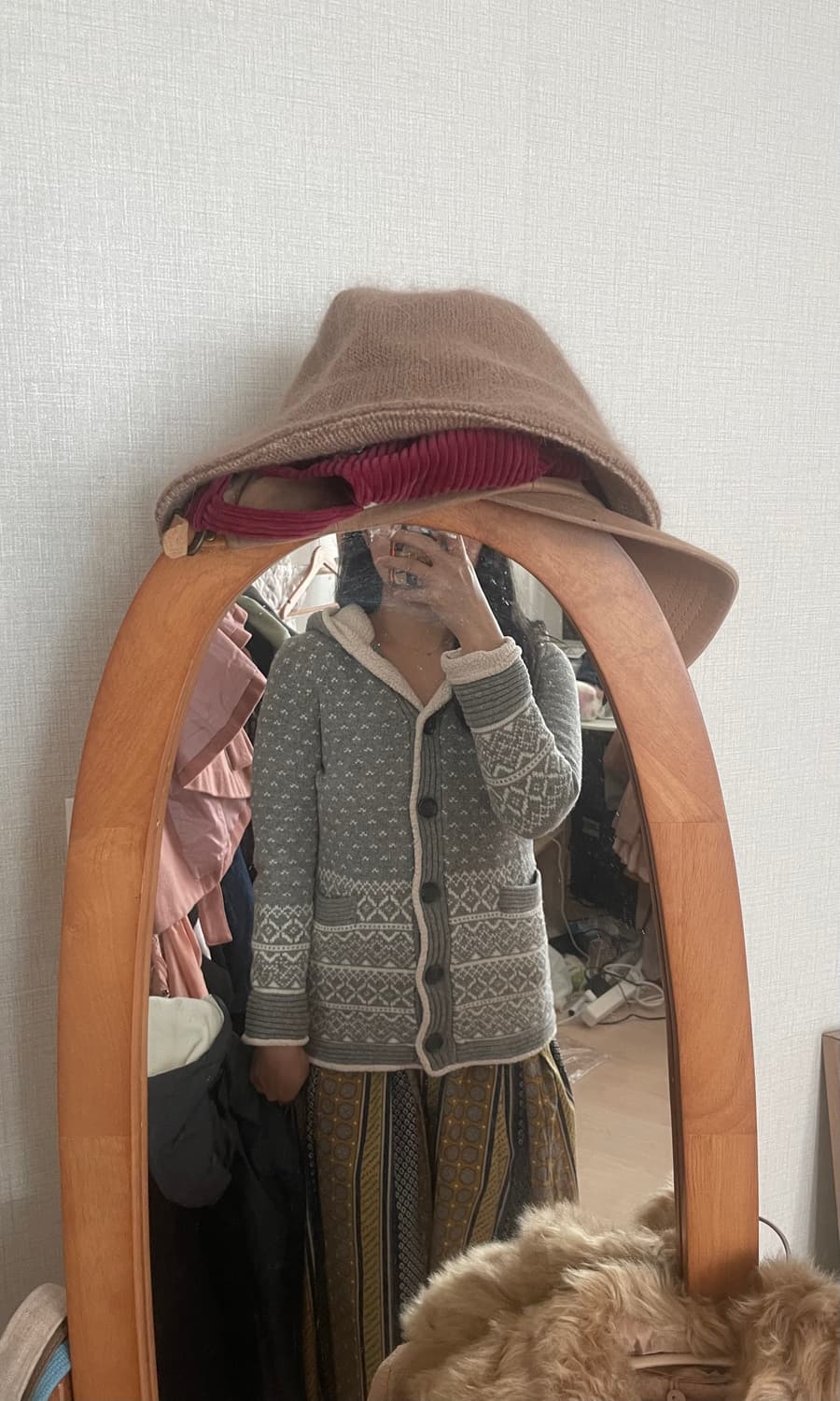 모리걸 빈티지 그레이 후드 노르딕 가디건 🩶🤍 상품이미지4