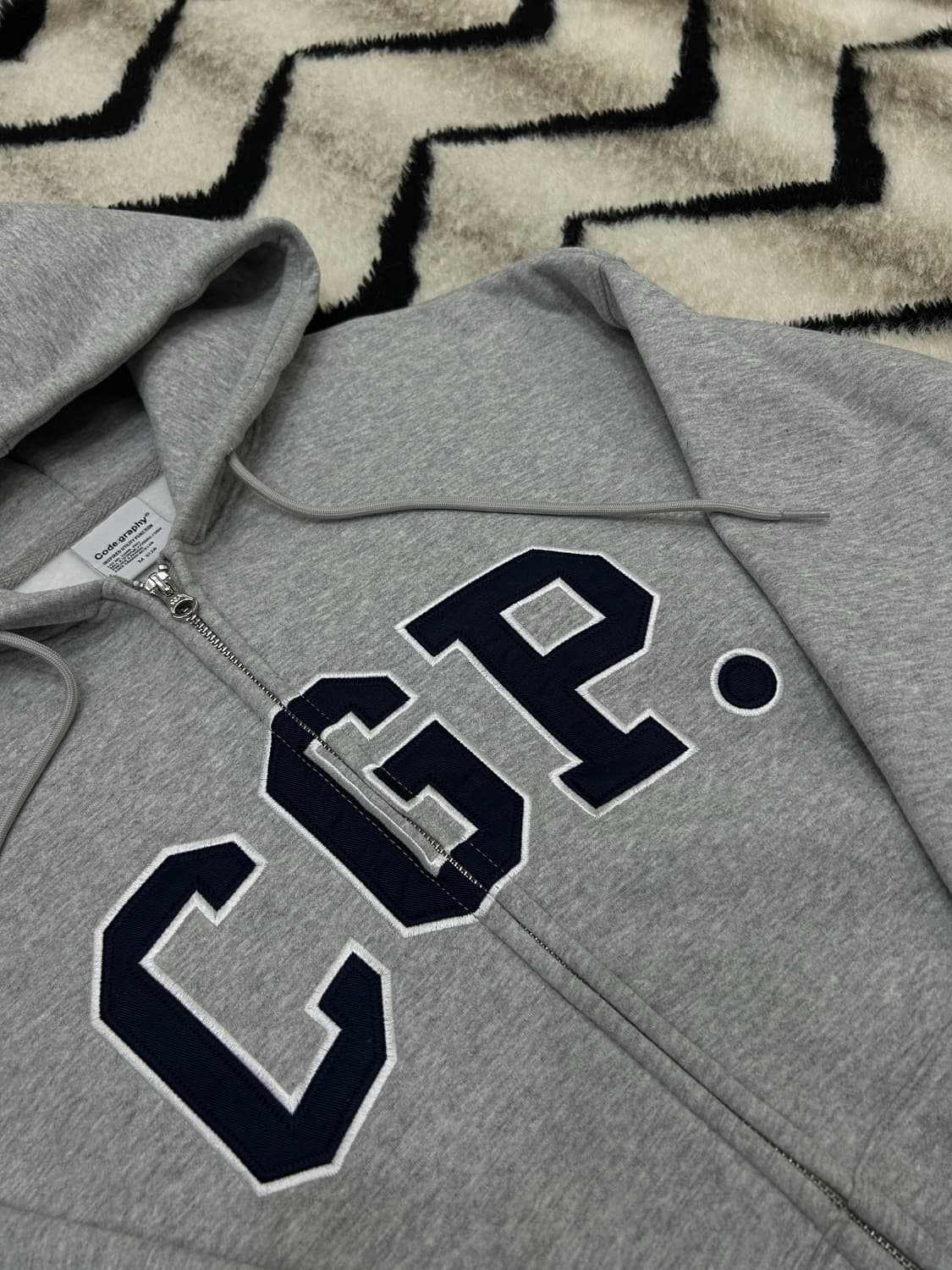 [M]코드그라피 2Way 오버핏 후드집업/그레이/기모 상품이미지1