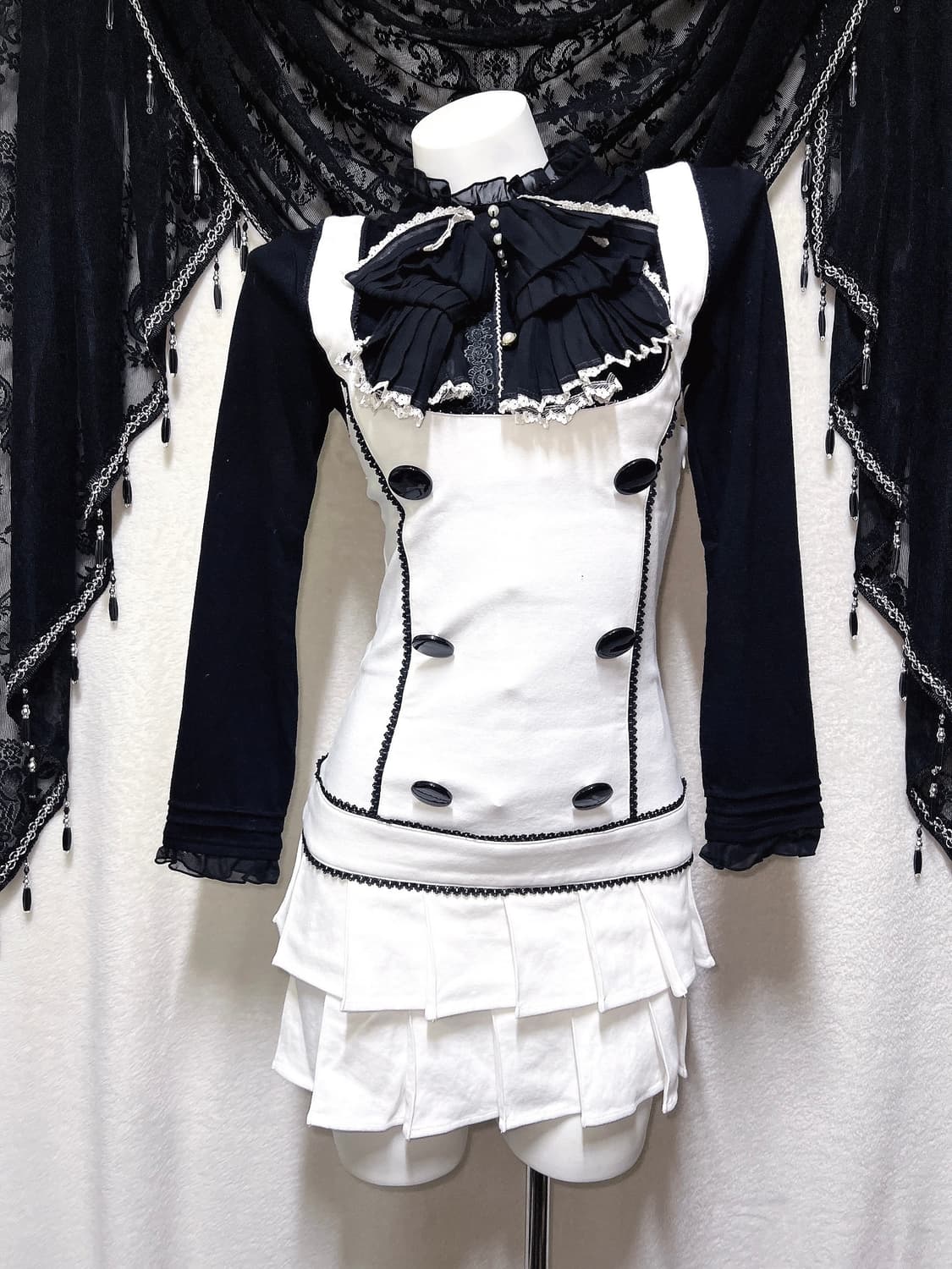 트랄라라 플리츠 멜빵 스커트 탑원피스 로맨틱갸루 로걀 키치 펑크 히메 상품이미지5