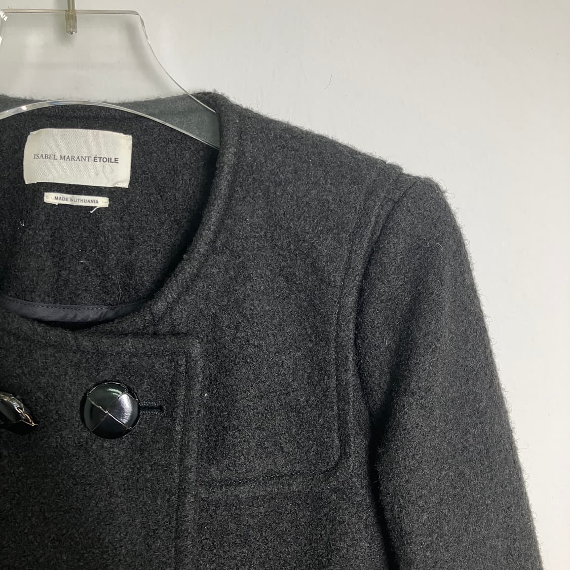 이자벨마랑 에뚜왈 블랙 울 논카라 더블 코트 36 상품이미지4