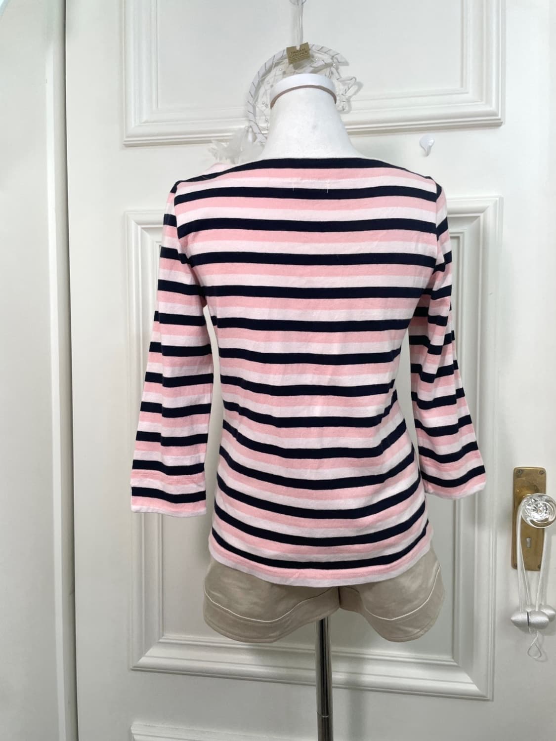 pink stripe button point cotton top 상품이미지3