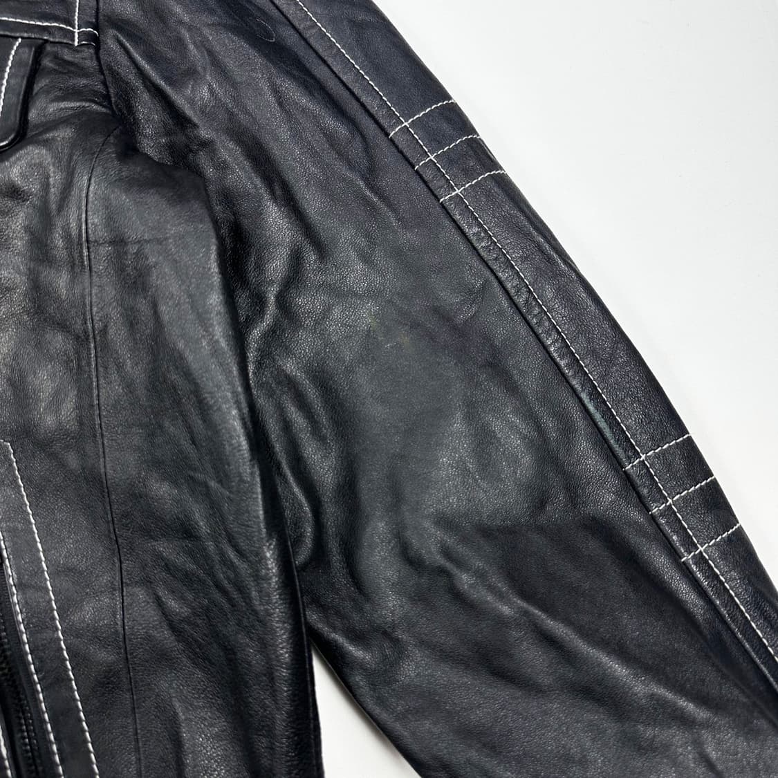 VTG 빈티지 양가죽 블랙 라이더 가죽자켓 (XL) 상품이미지6