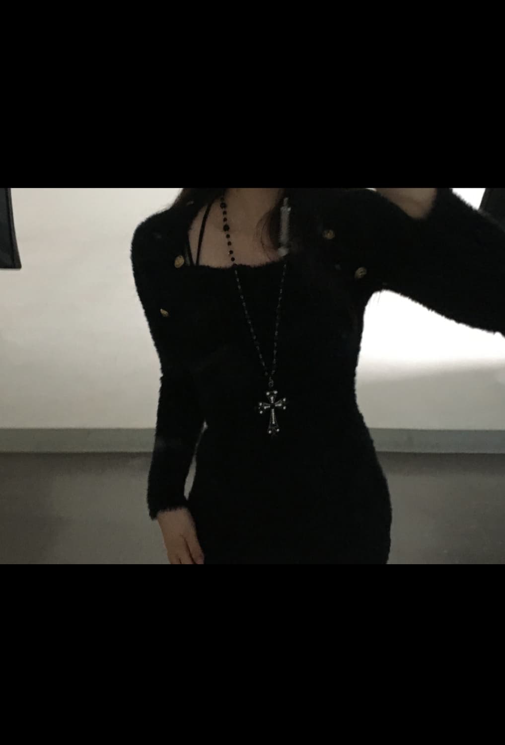 gold button angora knit one-piece 상품이미지2