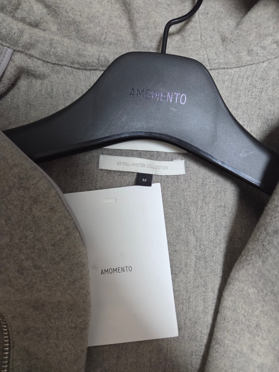 아모멘토 울 집업 판초 wool zip up poncho 그레이 M  상품이미지5