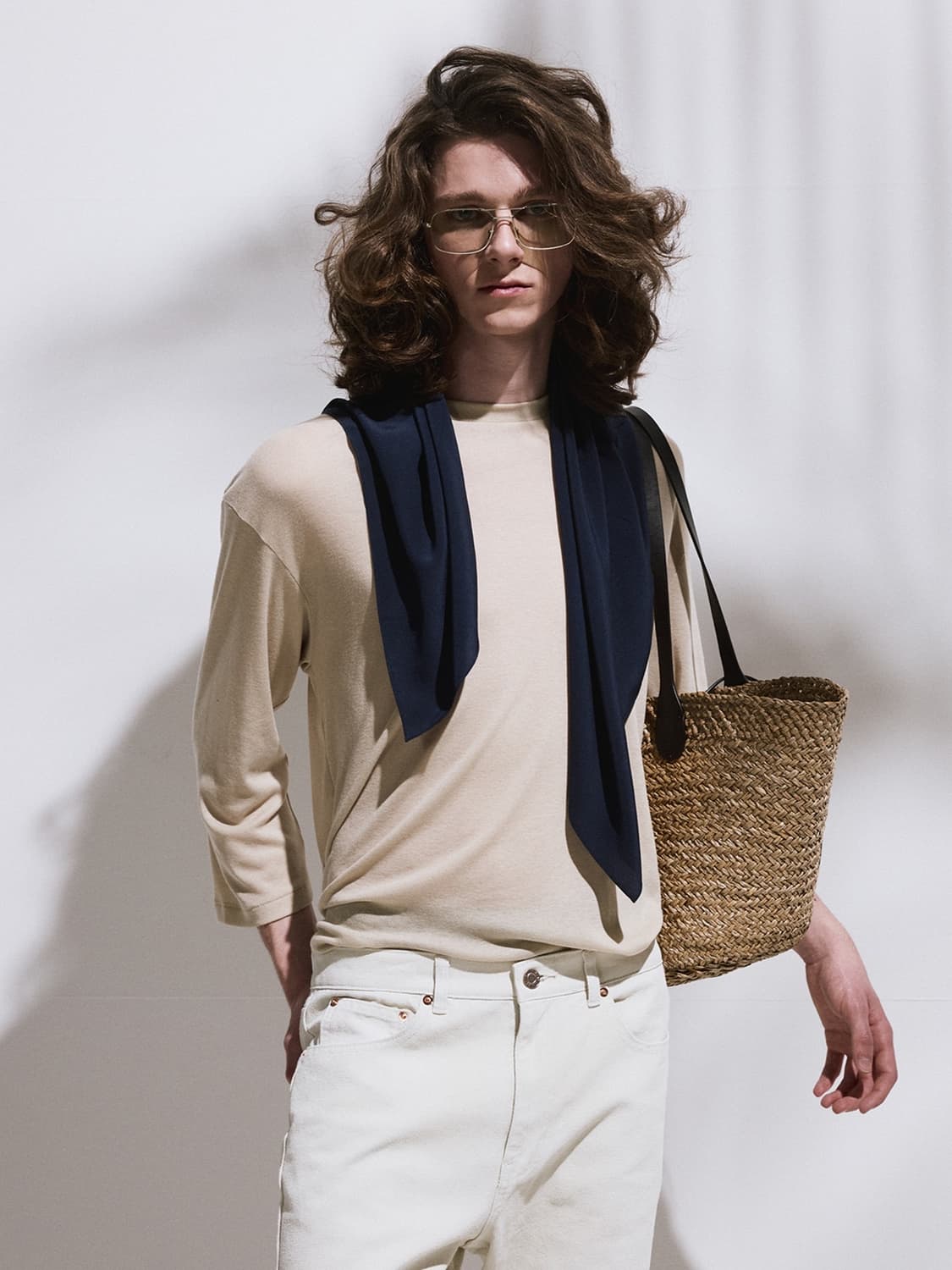 렉토 26SS 울 블렌드 루즈핏 탑 7부 티셔츠 라이트 베이지 상품이미지1