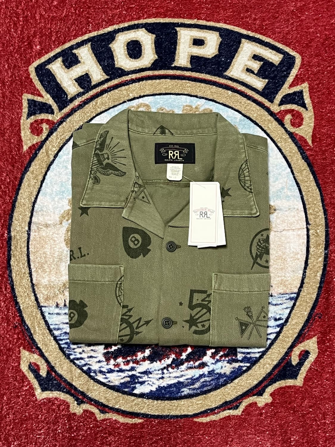 더블알엘 (RRL) 니트 헤링본 트윌 캠프셔츠 반팔셔츠 상품이미지1