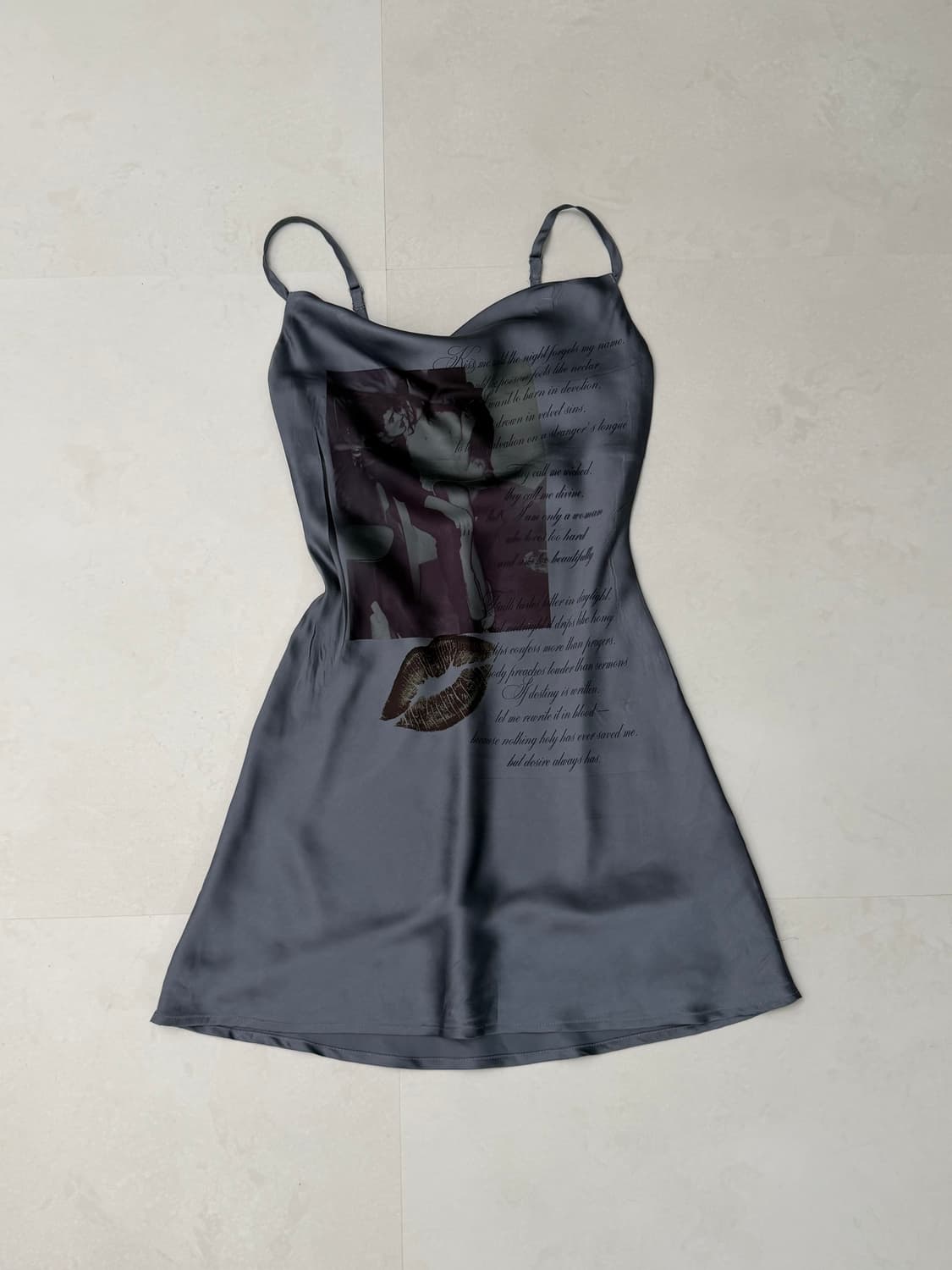 새틴 그래픽 슬립 미니드레스  상품이미지4