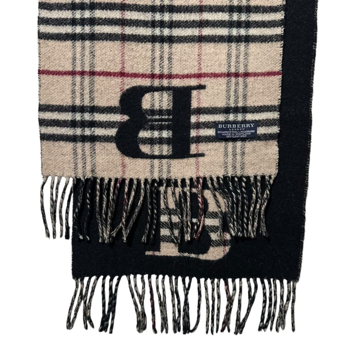 버버리 메리노울 캐시미어 B로고 리버시블 노바체크 머플러 목도리 상품이미지1