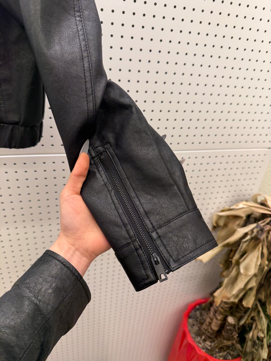 크롭 레더 라이더 자켓 U611 상품이미지3