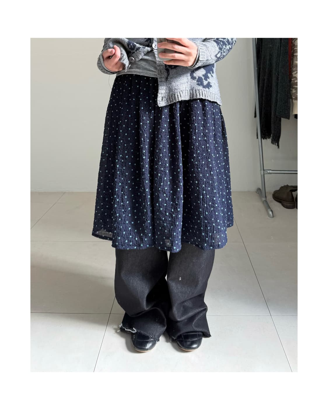 빈티지 도트 스커트 상품이미지1