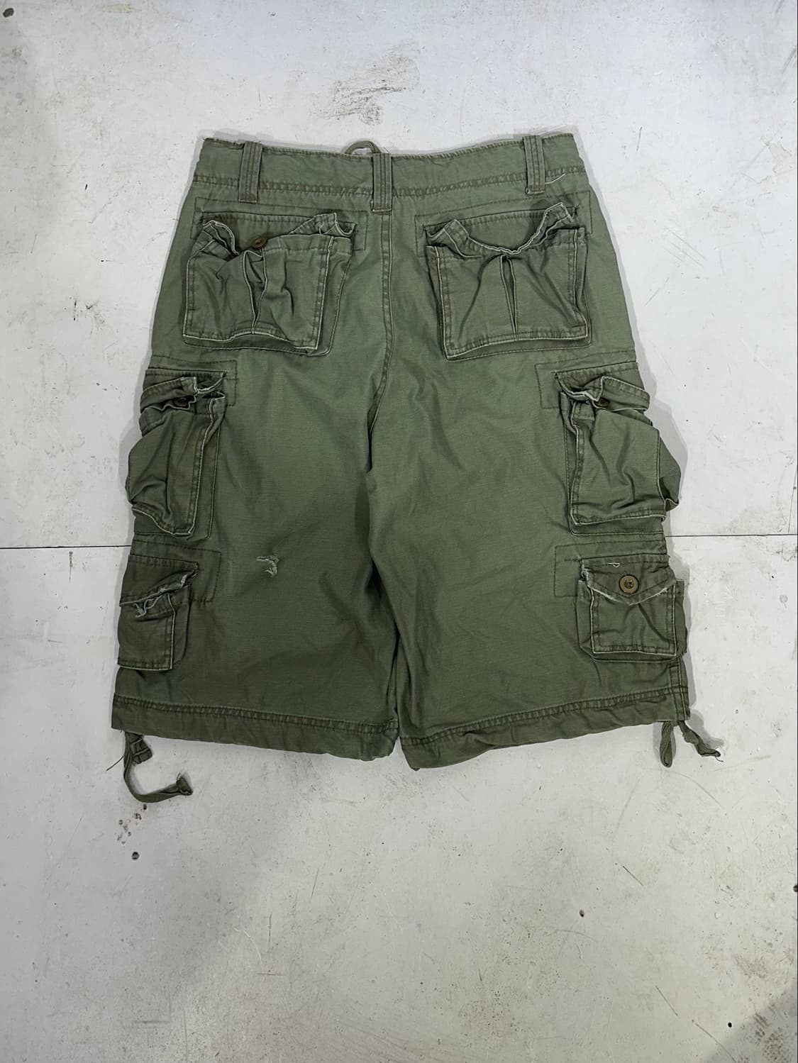 빈티지 카키 멀티 포켓 카고 반바지 버뮤다 팬츠 L 상품이미지5