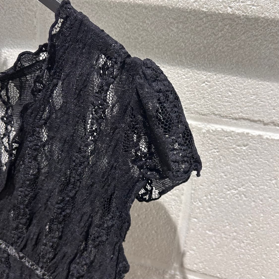 Vintage y2k Black Crochet Shirts 상품이미지3