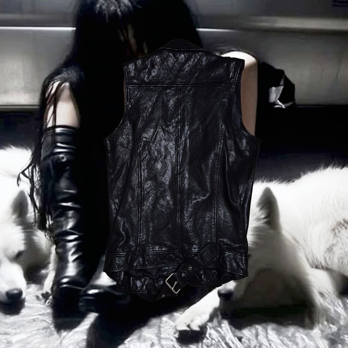 Vintage 09 PUNK belt leather vest Jacket 상품이미지2