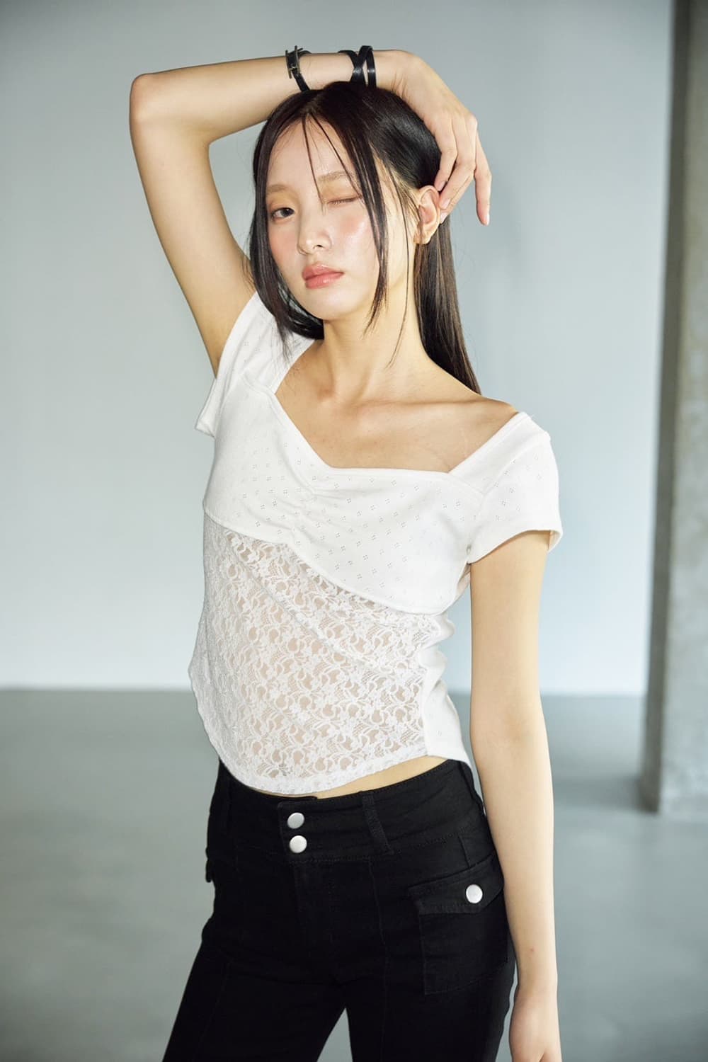 헬레네파리스 레이스 티셔츠, 미애 펄 레이스 초커 상품이미지3