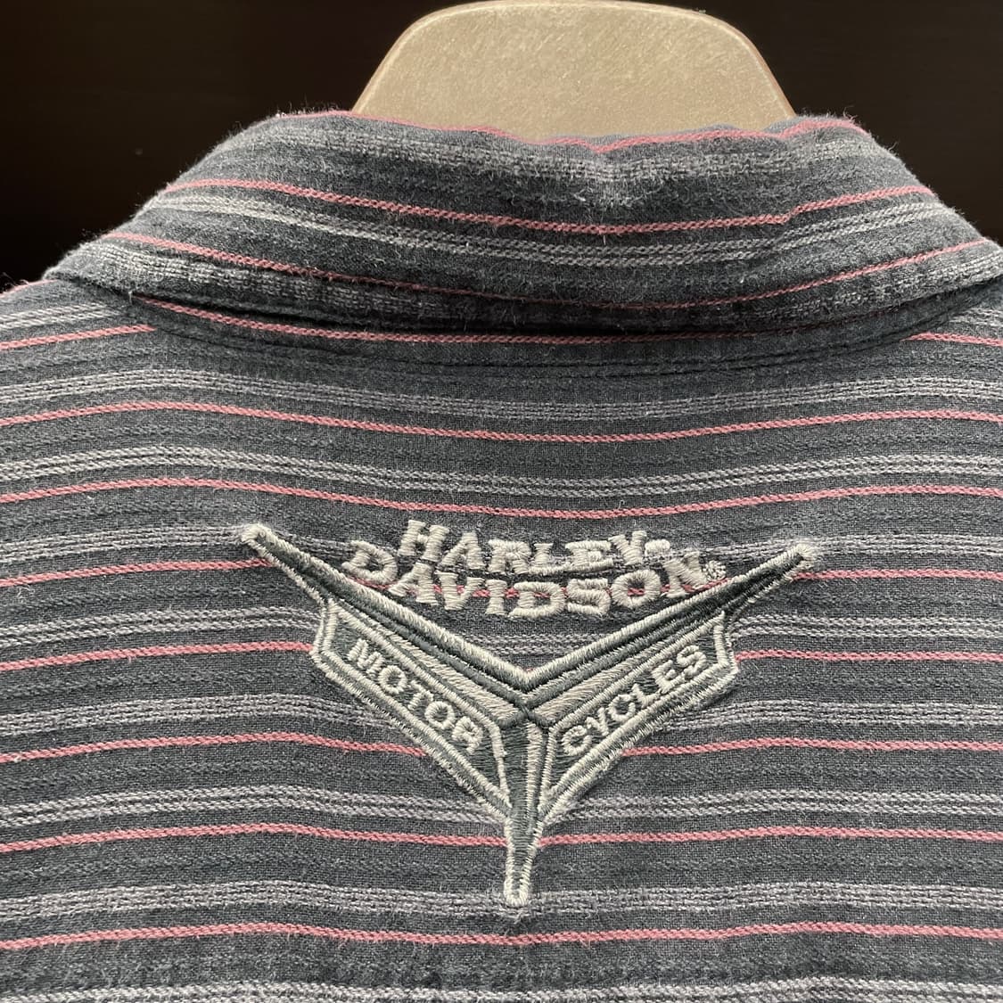 00s 할리데이비슨 모터 사이클 스트라이프 셔츠 상품이미지4