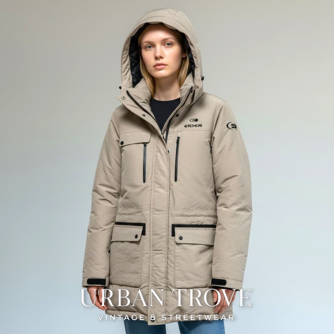 아이더 카라스3 여성 다운 패딩 베이지 S 상품이미지2