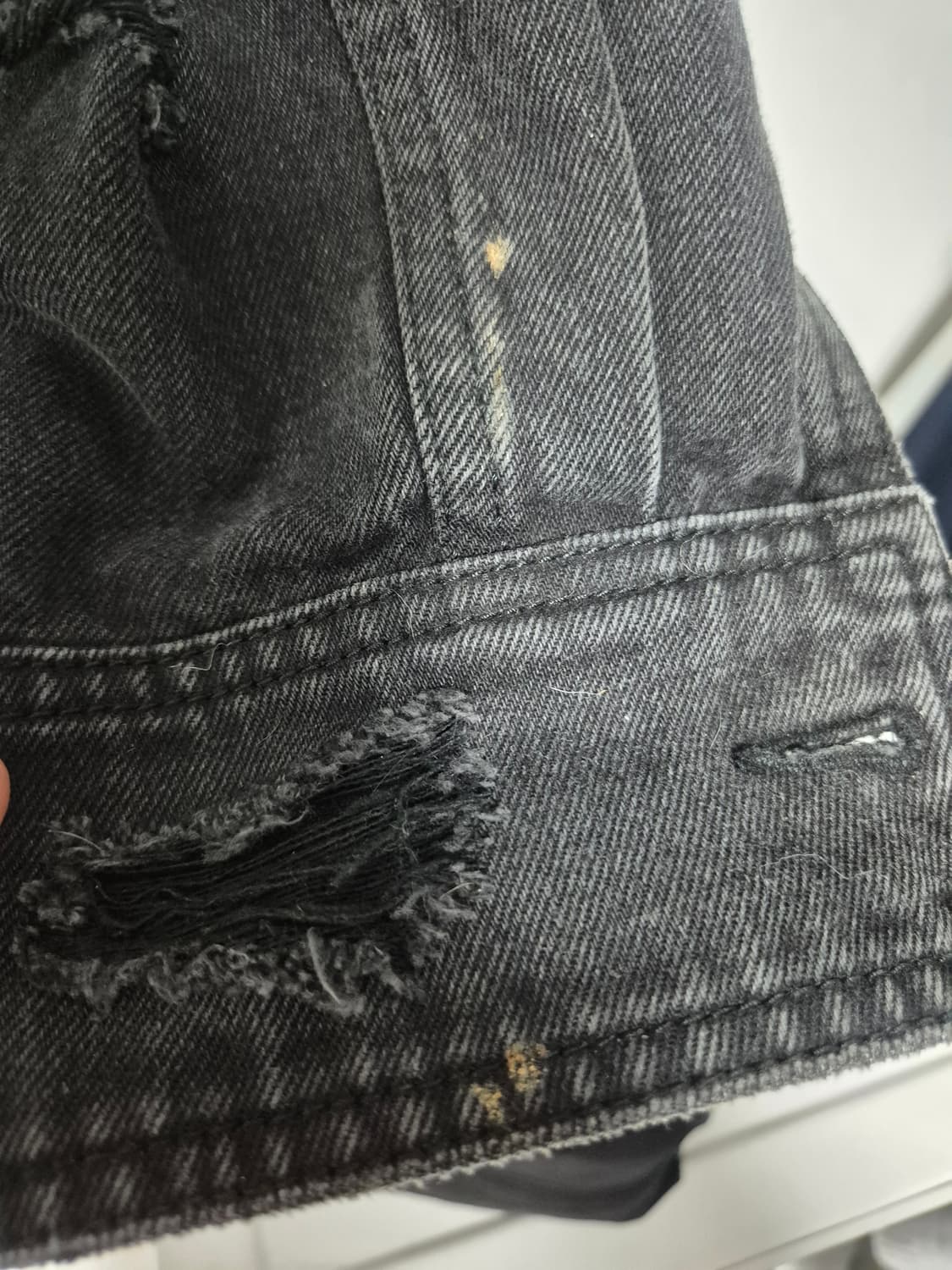 준지 흑청 데미지 트러커 46사이즈 상품이미지4