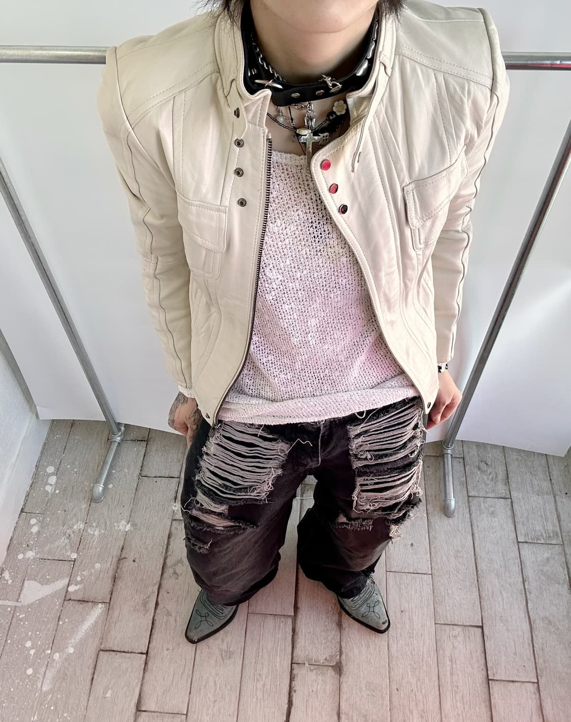 GATELESS destroyed denim washing pants 상품이미지1