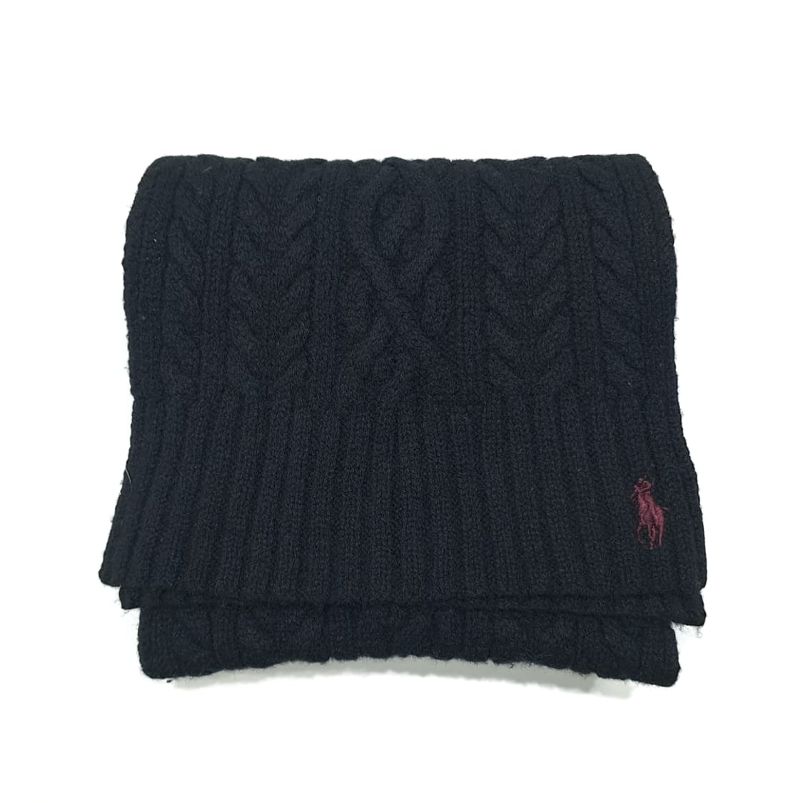 MX417 폴로 램스울 케이블니트 포니자수 블랙 머플러 목도리 상품이미지6