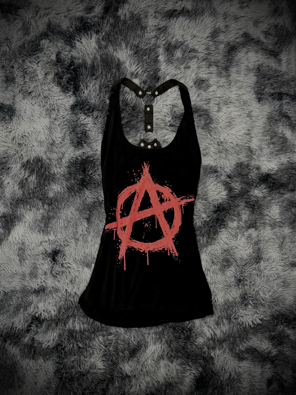 펑크 실버 링 레드 페인트 블랙 롱 슬리브리스  상품이미지1