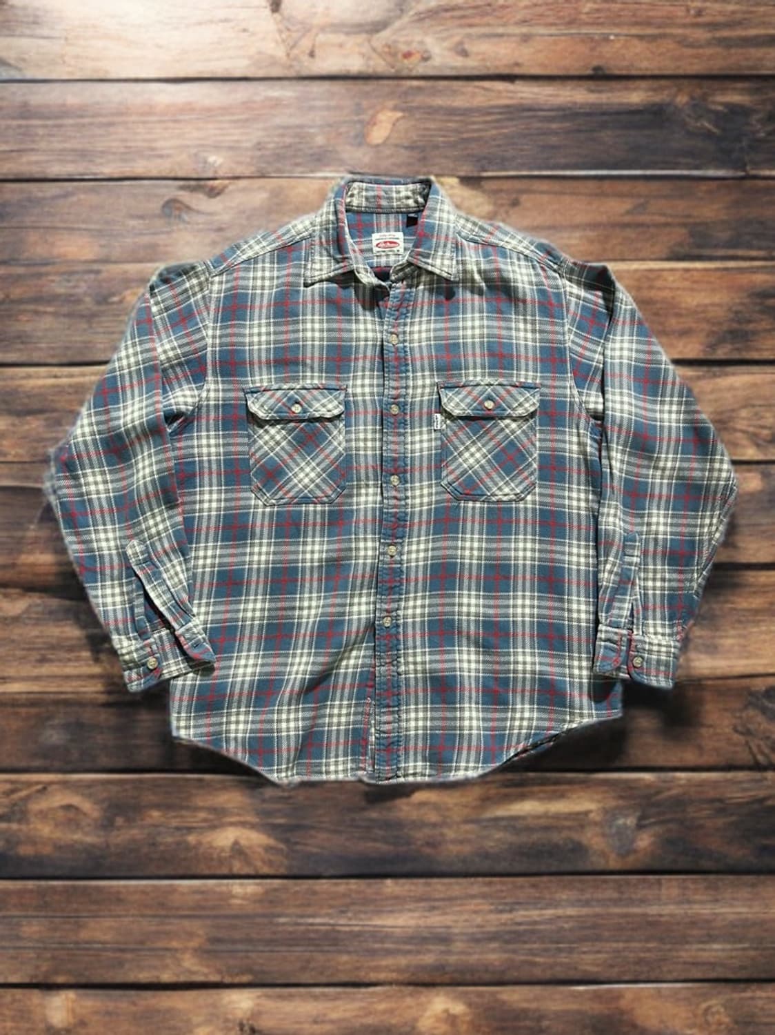 90s Levis 화이트탭 플란넬 체크 셔츠 상품이미지1
